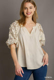 Floral Lace 3D Contrast Top