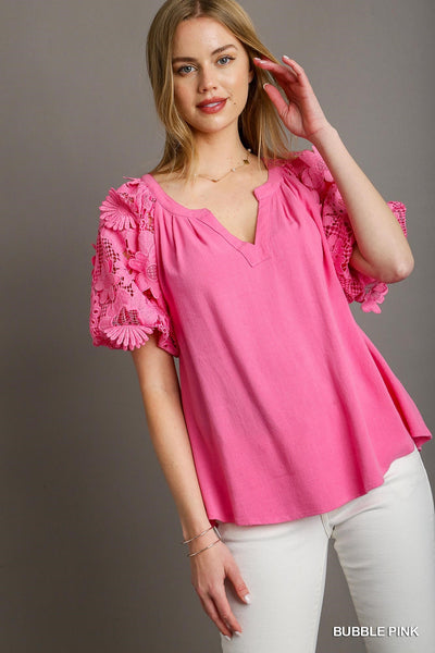 Floral Lace 3D Contrast Top