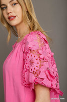 Floral Lace 3D Contrast Top