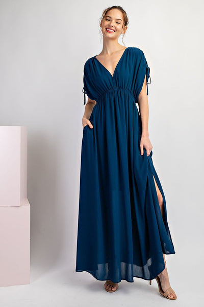 MAXI DRESS SHORT SLEEVE V-NECK