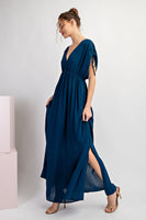 MAXI DRESS SHORT SLEEVE V-NECK