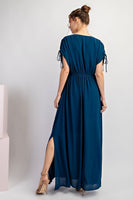MAXI DRESS SHORT SLEEVE V-NECK