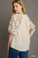 Floral Lace 3D Contrast Top