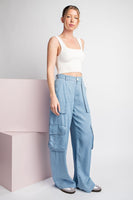 MINERAL WASHED CARGO STRAIGHT LEG PANTS