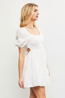 EMBROIDERED BACK TIE DRESS