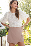 FLORAL LACE PUFF SLEEVE BLOUSE TOP
