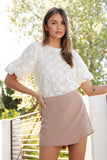 FLORAL LACE PUFF SLEEVE BLOUSE TOP