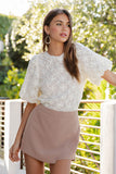 FLORAL LACE PUFF SLEEVE BLOUSE TOP