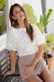 FLORAL LACE PUFF SLEEVE BLOUSE TOP