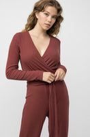 Megan Surplice Rib Jumpsuit