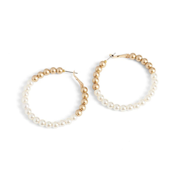 PEARL AND GOLD HOOP EARRING