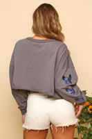 Butterflies Embellished Sleeve Knit Sweatshirt