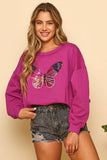 Butterfly Sequin Knit Sweatshirt