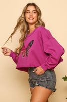 Butterfly Sequin Knit Sweatshirt