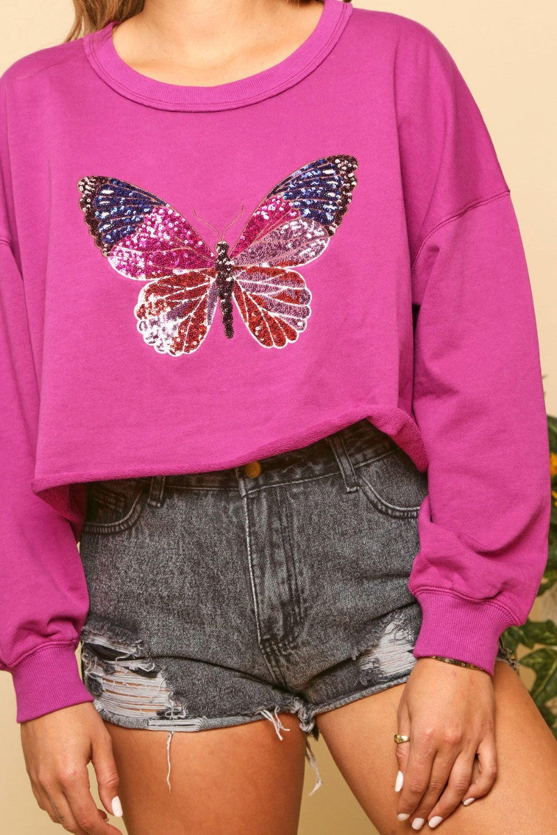 Butterfly Sequin Knit Sweatshirt – Giselle's Chic Boutique