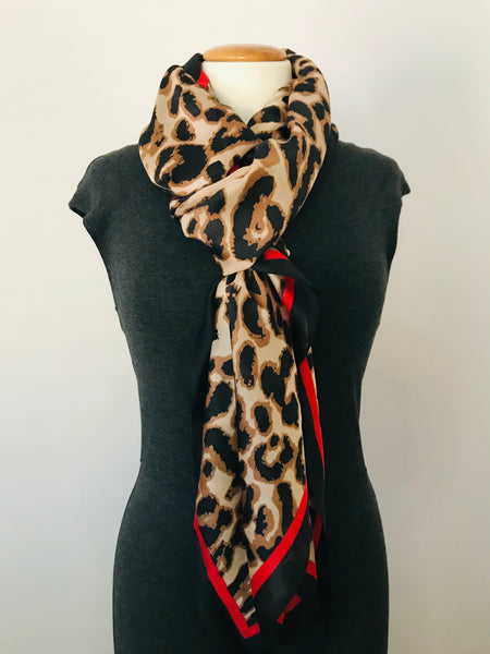 Stylish Red Leopard Scarf