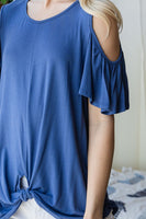 COLD SHOULDER RUFFLE SHORTSLEEVE TOP