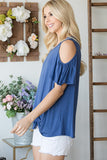 COLD SHOULDER RUFFLE SHORTSLEEVE TOP