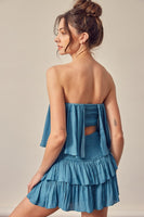 TUBE TOP RUFFLE DRESS WITH SHORTS