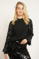 Drama Sequins Sleeve Sweater Top