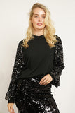 Drama Sequins Sleeve Sweater Top