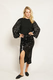 Drama Sequins Sleeve Sweater Top