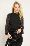 Drama Sequins Sleeve Sweater Top
