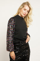 Drama Sequins Sleeve Sweater Top