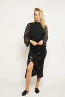 Drama Sequins Sleeve Sweater Top