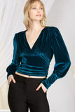 VERO VELVET LONG PUFF SLEEVE TOP