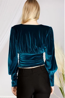 VERO VELVET LONG PUFF SLEEVE TOP