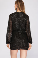 Long Sleeve Sequin Dress