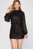 Long Sleeve Sequin Dress