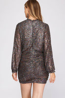 Long Sleeve Sequin Dress