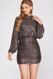 Long Sleeve Sequin Dress